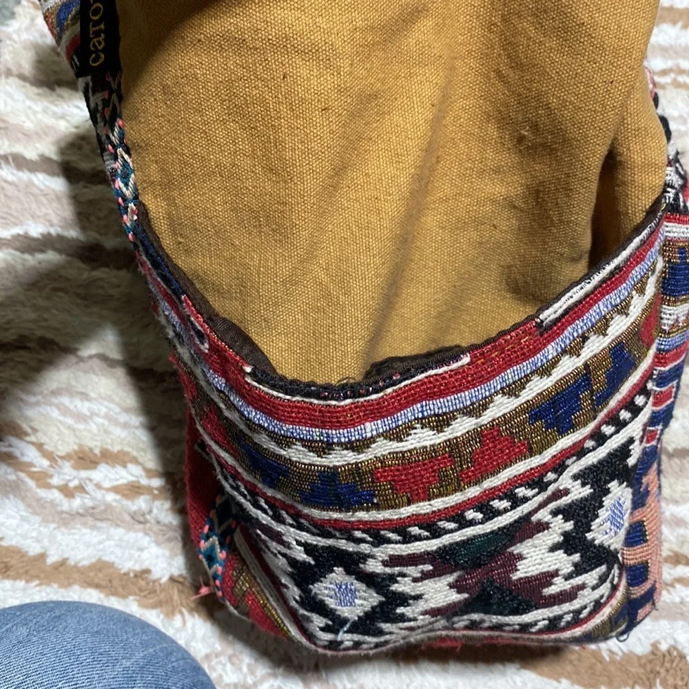 Catori Southwestern Geometric Print Fabric Shoulder Purse Bag Medallion Charm​​